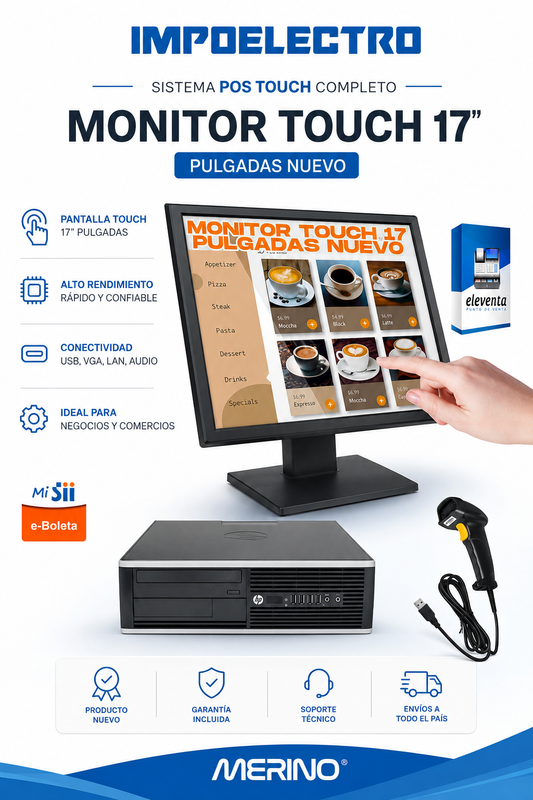 Pos touch pack full / cpu reacondicionado + monitor touch nuevo 17 pulgadas /pack full